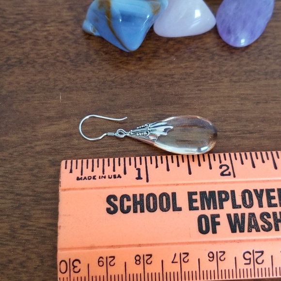 Last 1! Sterling silver lemon drop quartz earrings - Picture 8 of 8